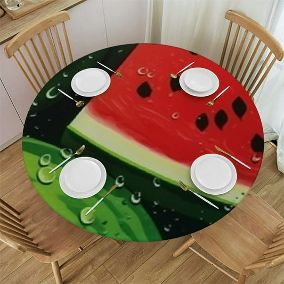 RUIYC Free Waterproof Round Tablecovers - Green Watermelon Art Glam Wedding Decor, Round Tables Tablecovers for Show, Dinner Parties