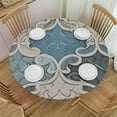 thumbnail image 1 of RUIYC Geometric Elastic Round Tablecloth, Retro Blue Gray Abstract Fitted Tablecloths for Round Table Oil-Proof Waterproof Table Cloth, 1 of 7