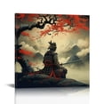 thumbnail image 1 of RUIYC Japanese Wall Art - Japanese Samurai art Painting Anime Posters Wall Decor Asian Warrior Figure Decor for Home Blossom Vintage Canvas Ocean Decor Modern Living 16x16in, 1 of 4