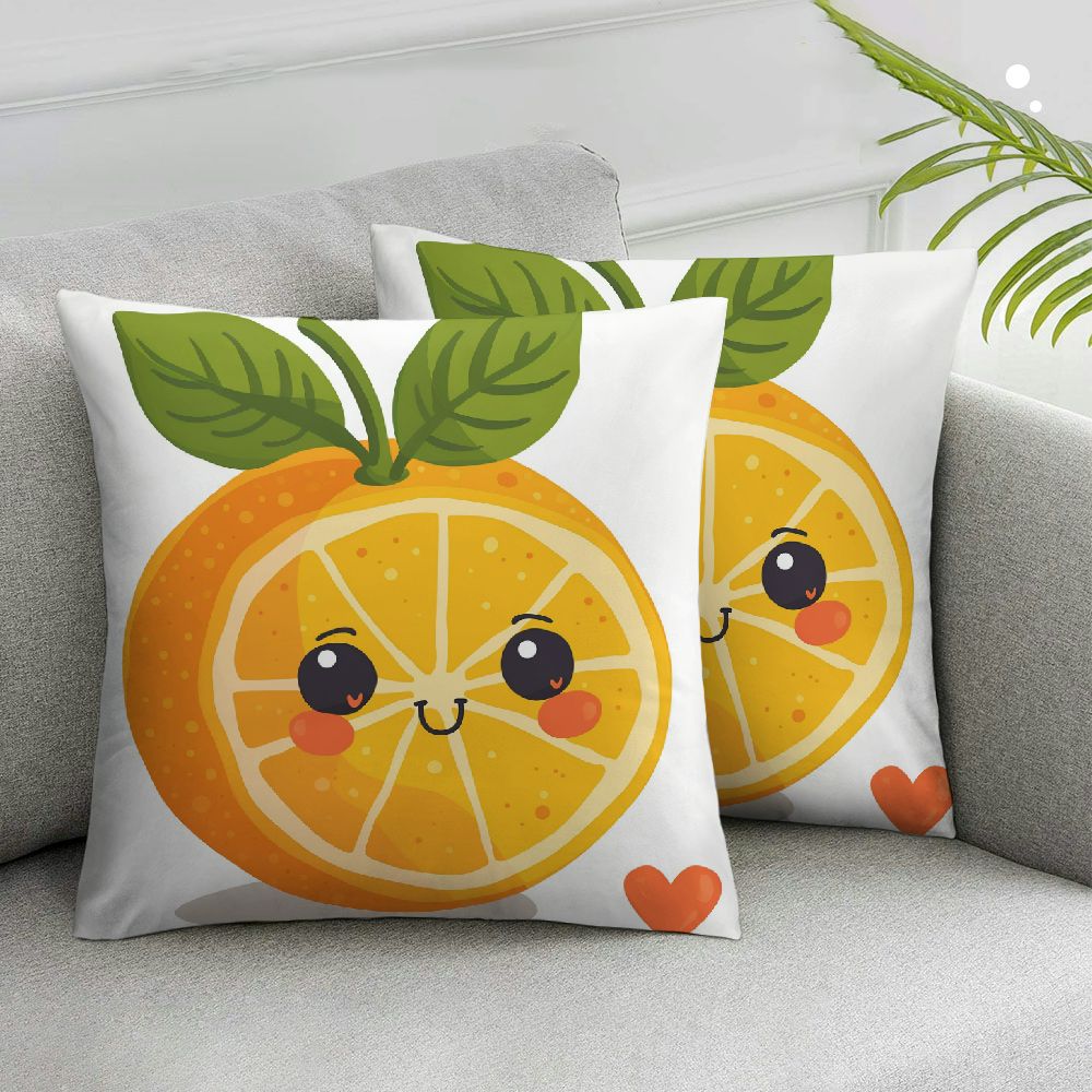 RUIYC Short Plush Set of 2 Pillowcase Cushion, Flat Design Illustration