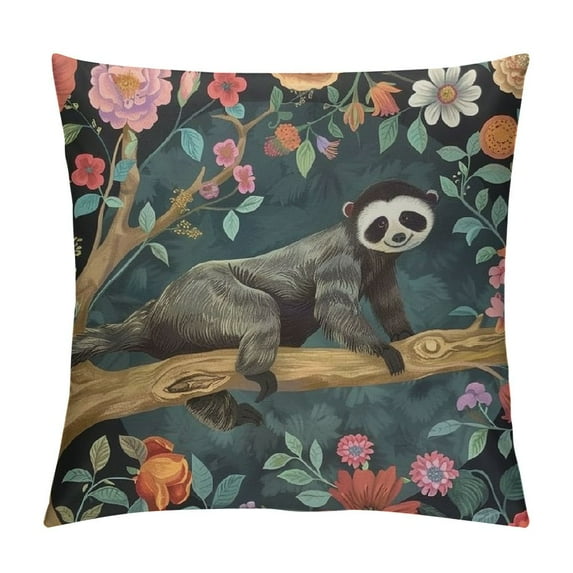 RUIYC Sloth Square Pillow Covers Cushion Covers, Throw Pillow Cover Cute Sloth Tree Branch Pillowcases Home Decorative for Couch Sofa Car Bedroom, No Insert