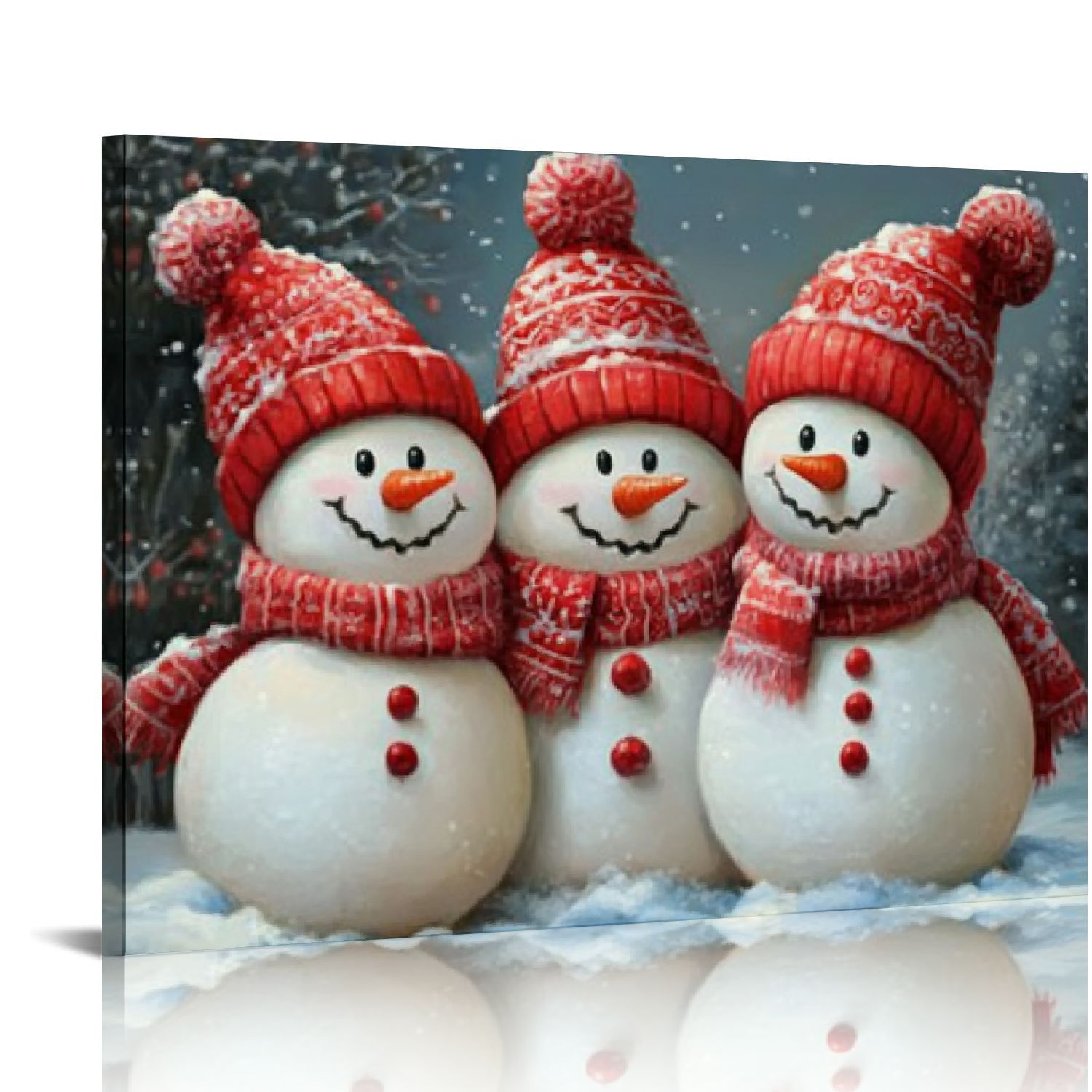 RUIYC Snowman Canvas Wall Art Funny Christmas Paintings Winter Snow