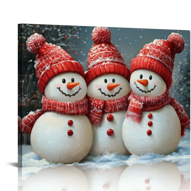 RUIYC Snowman Canvas Wall Art Funny Christmas Paintings Winter Snow