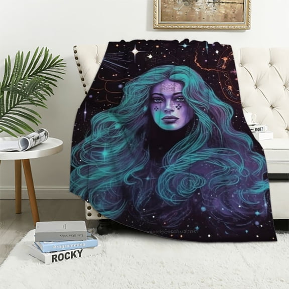 RUIYC Throw Blanket Flannel Blanket Warm &amp; Soft 12 Astrology Throw Blankets Constellation Theme Home Décor
