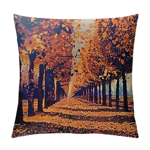 RUIYC Throw Pillow Covers Season Rural Scenery Beauty Red Landscape Color Autumn Park Yellow Nature Walking Decorative Throw Pillow Case Cushion Case for Room Bedroom