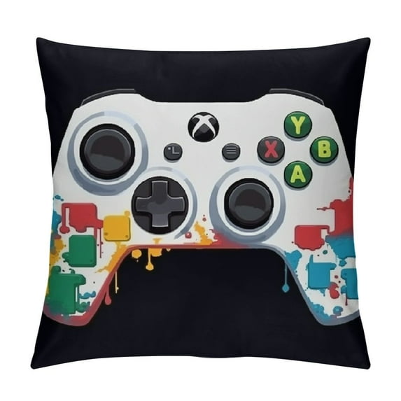 RUIYC Video Game Theme Throw Pillow Case,Funny Words Sleep Game Controller Decorative Pillow Covers,Gift for Gamer, Gaming Decorative Square Cushion Cases for Game Room Playroom