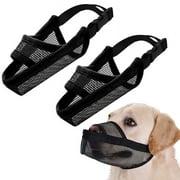 RUIYUNZHUZHU 2 Pcs Air Mesh Breathable and Drinkable Pet Muzzle for Small Medium Dogs Black