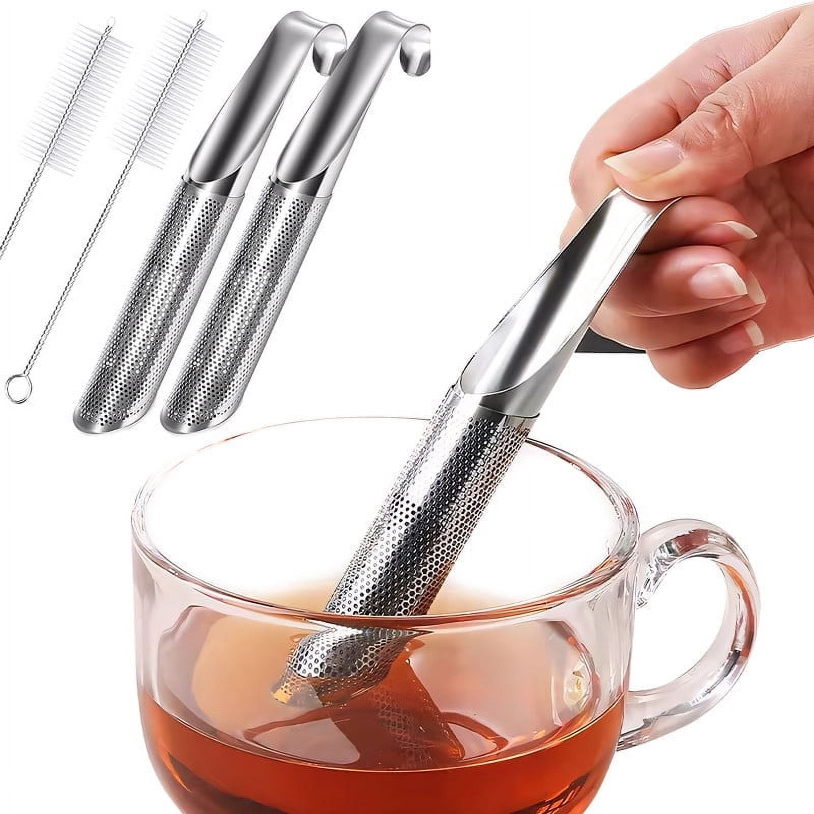 RUIYUNZHUZHU 4 Pcs Long-handle Tea Steeper with Straw Cleaner Brush for ...