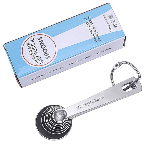 RUIYUNZHUZHU Set of 9 Piece Stainless Steel Measuring Spoons with Storage Ring for Dry or Liquid Ingredients