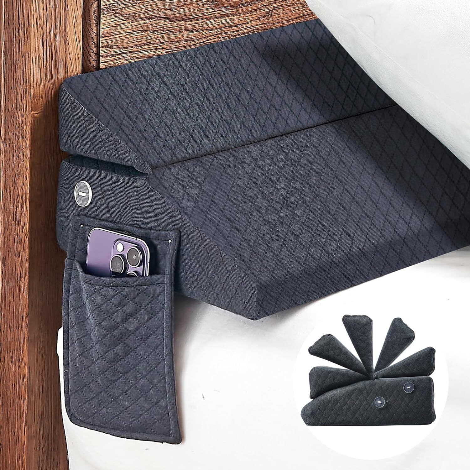 Queen Bed Wedge Pillow Stopper,Bed Gap Filler (08"),Headboard Pillow