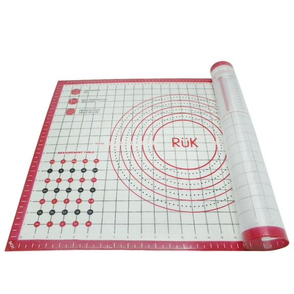 RUK Large Thick Non Stick Silicone Pastry Mat with Measurements 16" x 26"