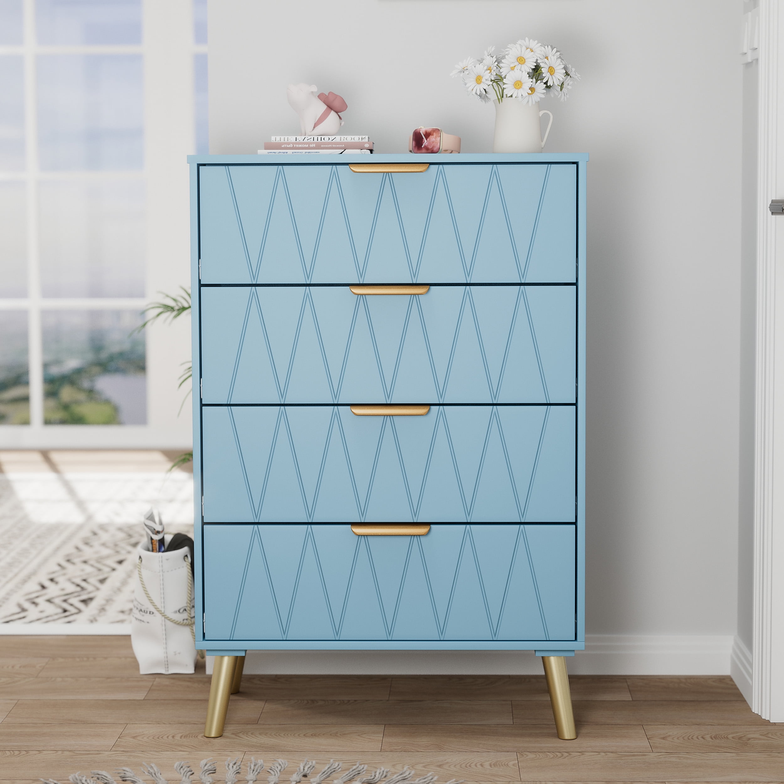 RULI 4 Drawer Dresser, Modern Chest of Drawers, Clothing Organizer with