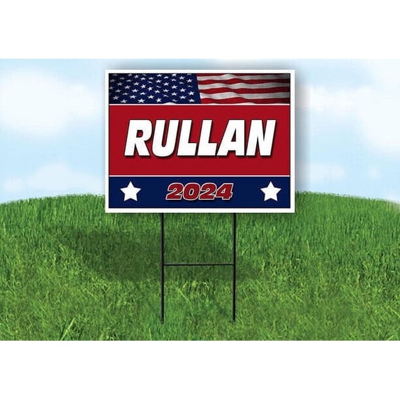 RULLAN FLAG RED 2024 18inx24in Yard Road Sign w/ Stand