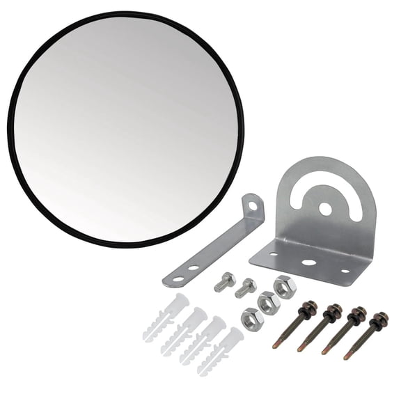 RULLINE 18 Inch Convex Mirror Outdoor with Adjustable Wall Mount Bracket, Blind Spot Traffic Mirror for Driveway Garage Park Outdoor Wide Angle View Curved Safety Blind Spot, Clear Field of View