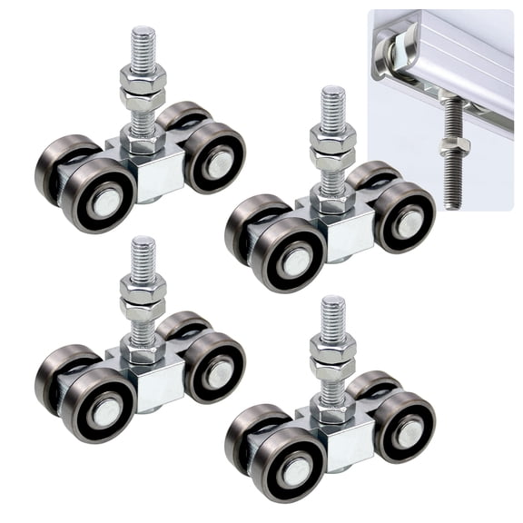 RULLINE 2 Pack Heavy Duty 4-Wheel Trolley Assembly with M10 Bolts & Nuts, Compatible with 1-5/8" Strut Channels, Includes Lifting Eye Nuts for Easy Installation (4 Pieces)