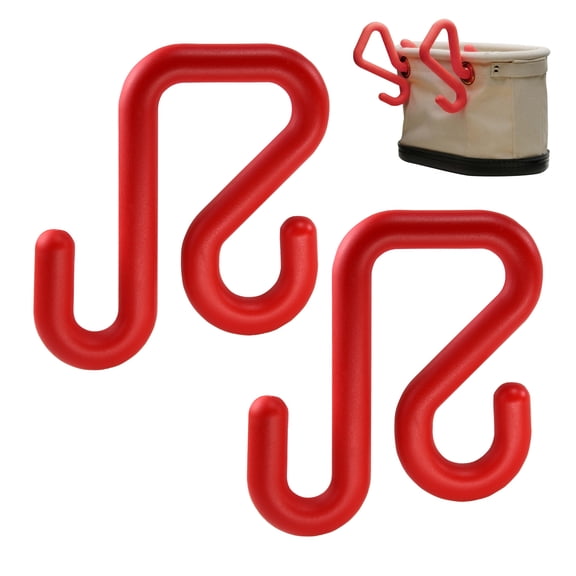 RULLINE 2 Pack Red Bucket Hooks, Lineman Bucket Tool Holder Fits 2" Bucket Lip, Hooks for Aerial Baskets, Attach Tool Bags or Aprons