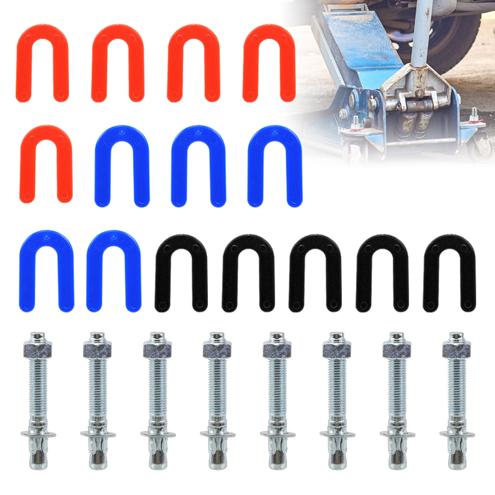 RULLINE 23 Pcs Car Lift Installation Kit for 2 Post & 4 Post Lifts, Includes 3/4"x5.5" Wedge Anchor Bolts (8pcs) and Leveling Shim Set (5x 1/4", 5x 1/8", 5x 1/16"), Heavy-Duty  Carbon Steel
