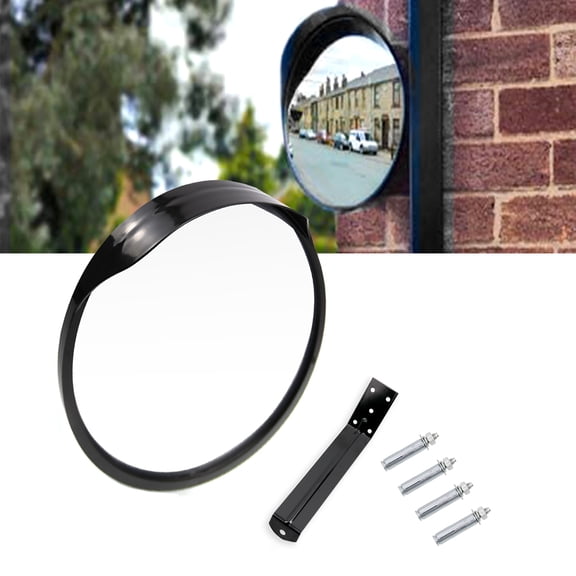 RULLINE 24 Inch Convex Mirror Outdoor with Adjustable Wall Fixing Bracket,Blindspot Traffic Mirror for Driveway Garage Park Outdoor Wide Angle View Curved Security Blind Spot