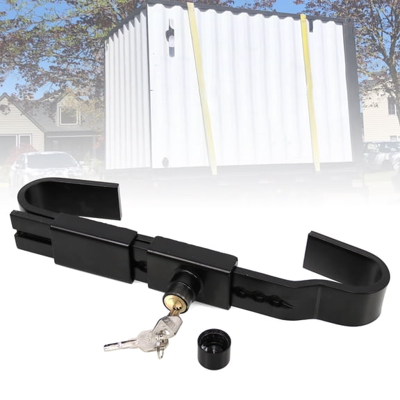 RULLINE 2PCS Adjustable Steel Cargo Door Lock Shipping Container Lock Trailer Lock Truck Accessories Storage 11.8"-18.3" Locking Distance with Keys and Protective Cover Black