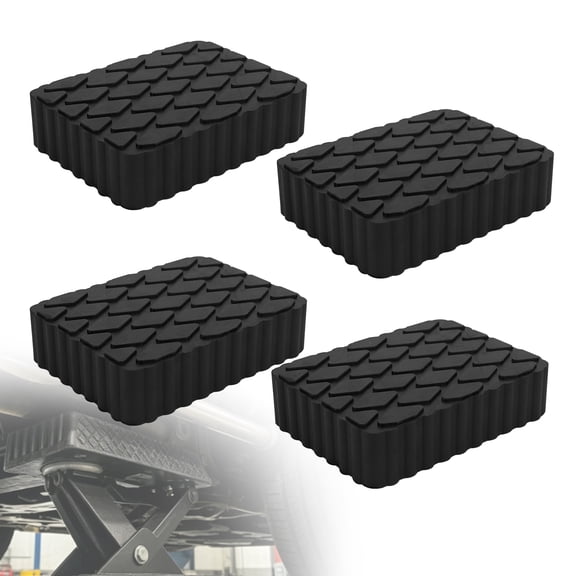 RULLINE 4 Pack Solid Rubber Auto Lift Pads Anti-Skid Lift Block Spacer Pad for Car Lifts Jacks and Racks 3000lbs Loading Capacity 6-1/3" x 4-3/4" x 1.5" Heavy-Duty Rubber Pads for Frame Protection
