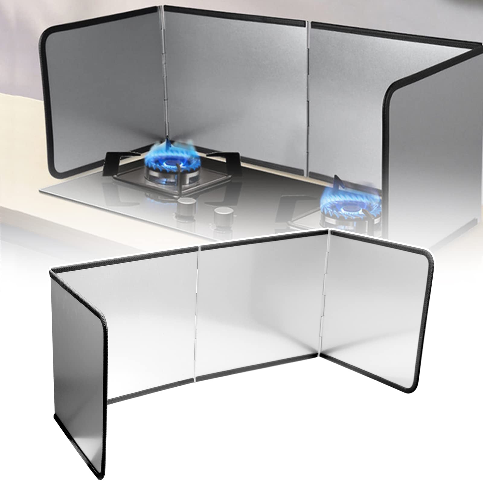 RULLINE 4 Sided silver Splatter Guard,Foldable Stainless Steel Oil