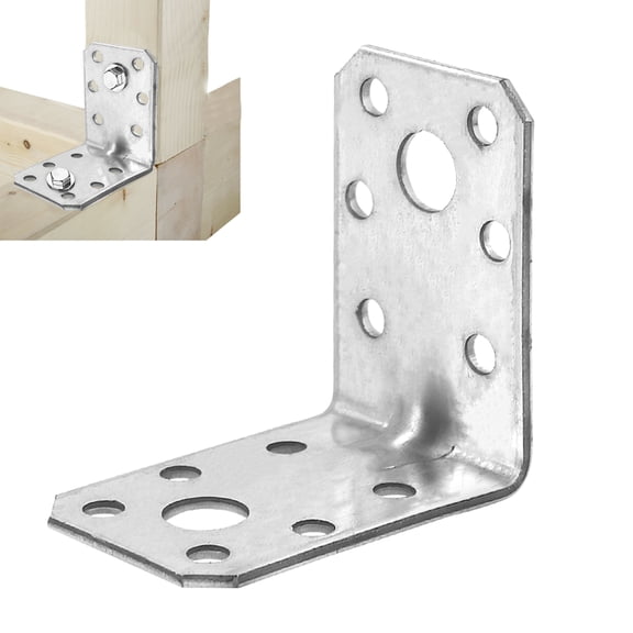 RULLINE 50 PCS 2"x1-3/8"x2" Steel Right Angle Brackets with 16 Screws, Heavy Duty Corner Braces for Wood Furniture & Lumber Connectors