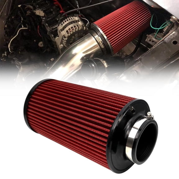 RULLINE 76mm 3" High Flow Round Tapered Cone Cool Air Filter Cleaner with Top Filter Design Long 270mm tall Blue