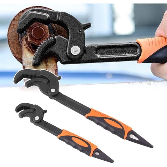 RULLINE Adjustable Wrench Quick Multi-Function Spanner Power Grip Pipe Wrench Set 2 Pack compatible with 14-60mm Pipes Nuts Screws