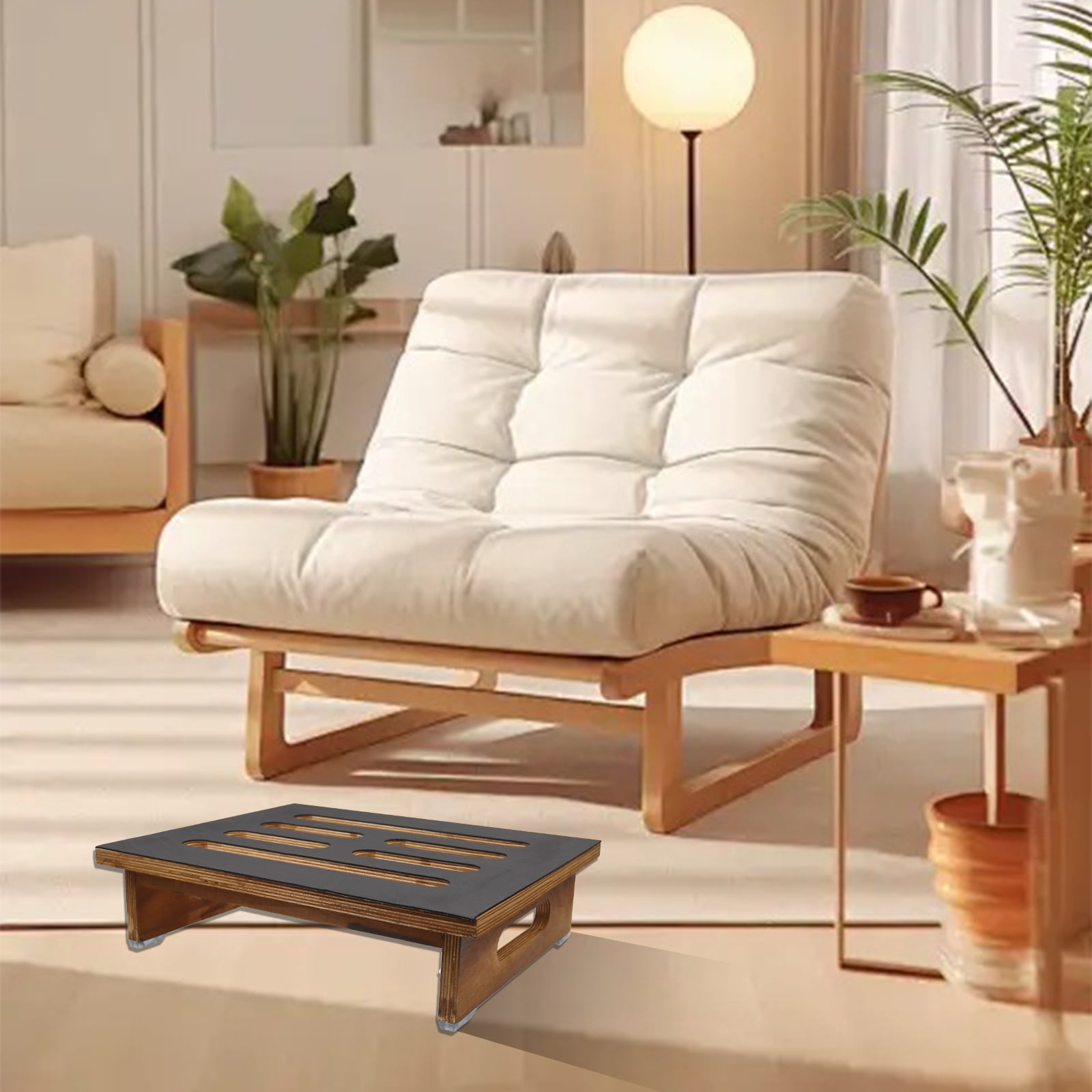 RULLINE Adult Seniors Step Stool with Non-Slip Rubber Treads, 250 lb Load Capacity, Perfect for Bathroom, Kitchen or Bedside, Suitable for Kids and Seniors Support (Natural)