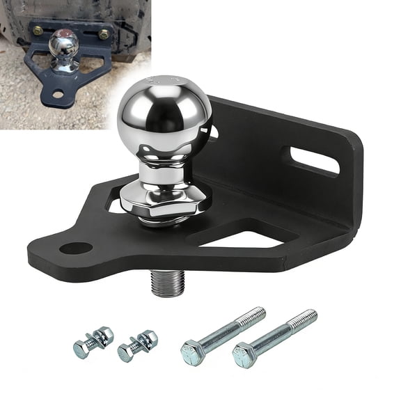 RULLINE Heavy Duty Zero Turn Mower Trailer Hitch, 8mm Steel Plate, Universal Fit for 2.5"-5.0" Hole Centers, with Chain Slot, Bolts and 2" Hitch Ball