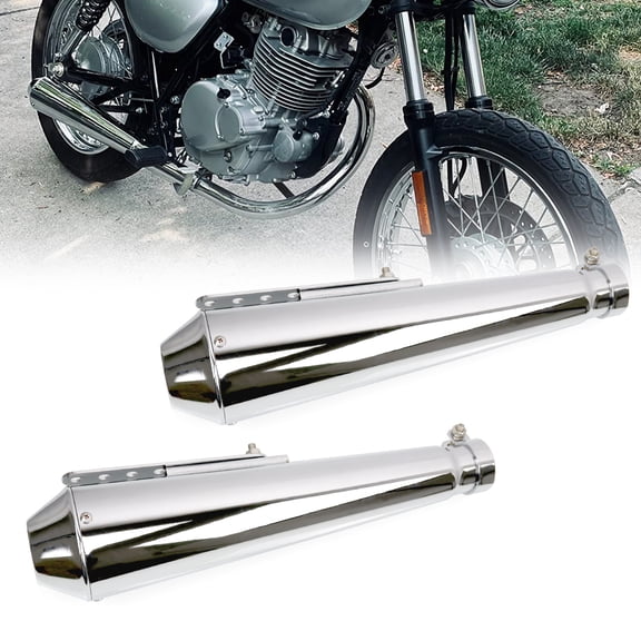 RULLINE Sporacingrts 2PCS Stainless Steel Motorcycle Exhaust Muffler Muffler Silencer Pipe Pipe 1.5-2" Inlet Motorcycle Exhaust With Moveable DB Killer for Dirt Bike Street Bike Scooter(Silver)