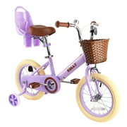 RULLY 14 Inch Kids Bike, Children Bicycle with Doll Seat for Girls, Purple