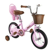 RULLY 14 Inch Kids Bik, Children Bicycle with Doll Seat, Pink