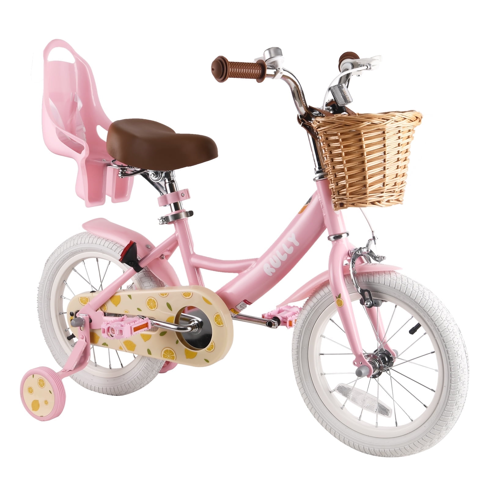 RULLY Lemon Kids Bike 12 Inch Bicycle for Girls Ages 2 3 4 Years Girl Bikes with Basket Doll Seat Pink Walmart Business Supplies