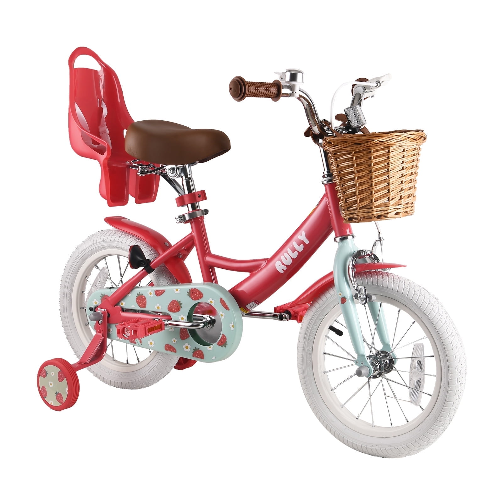 RULLY Strawberry Kids Bike 14 Inch Bicycle for Girls Ages 3 4 5 Years ...