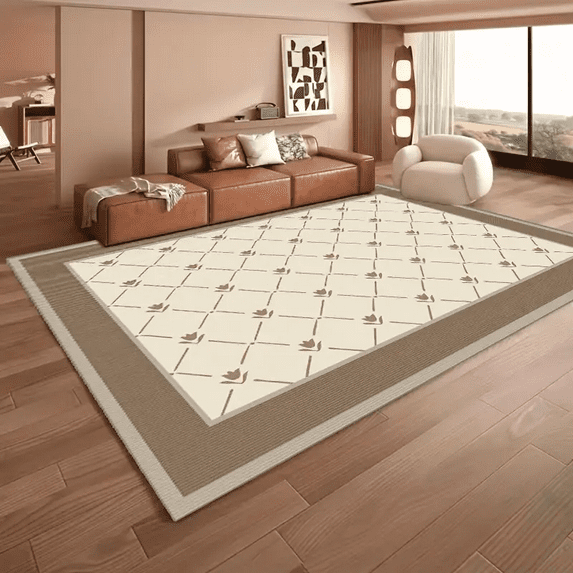 RUMAISA RUGS Classic Area Rugs, Cream 2 Wool & Silk Carpet Carpet for Living Room, Indoor Area Rug, Non Slip, Rug for Bedroom Dining Room (Size: 4' X 6' ft)