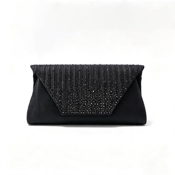 RUMANLAND Women's Black Glitter Evening Clutch Bag with Chain Strap