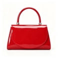 thumbnail image 1 of RUMANLAND Women's Red Patent Leather Evening Bag, Top Handle Clutch Purse with Glossy Finish and Elegant Structured Design, 1 of 7