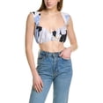thumbnail image 1 of RUMER Womens Leila Linen Crop Top, XS, White, 1 of 3