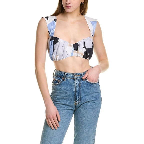 RUMER womens  Leila Linen Crop Top, s