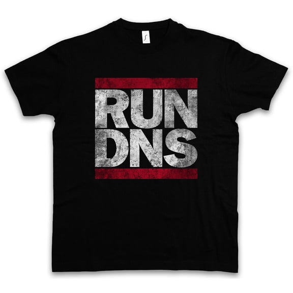 RUN DNS T-SHIRT Domain Name System Run Fun Shirt DMC Server Gamer Admin PC IP