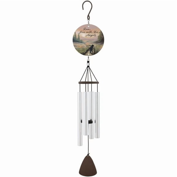 RUN FREE WITH THE ANGELS Pet Dog Memorial Picture Perfect 27" Wind Chime, Carson
