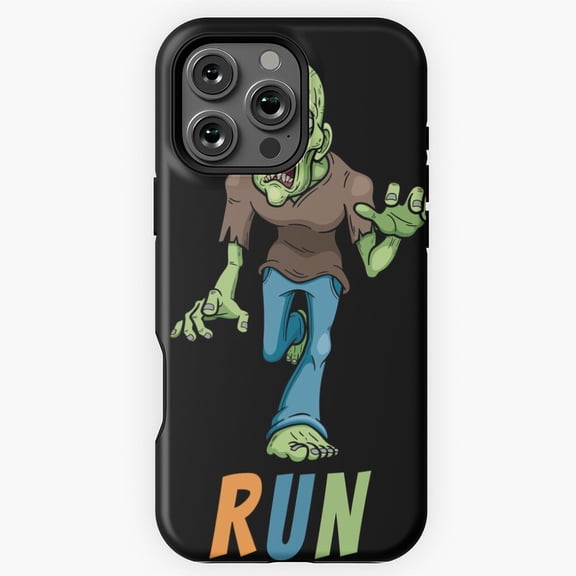 RUN Funny Zombie Cartoon Halloween Design Phone Case for iPhone 16 15 14 13 12 11 Pro Max M5906017