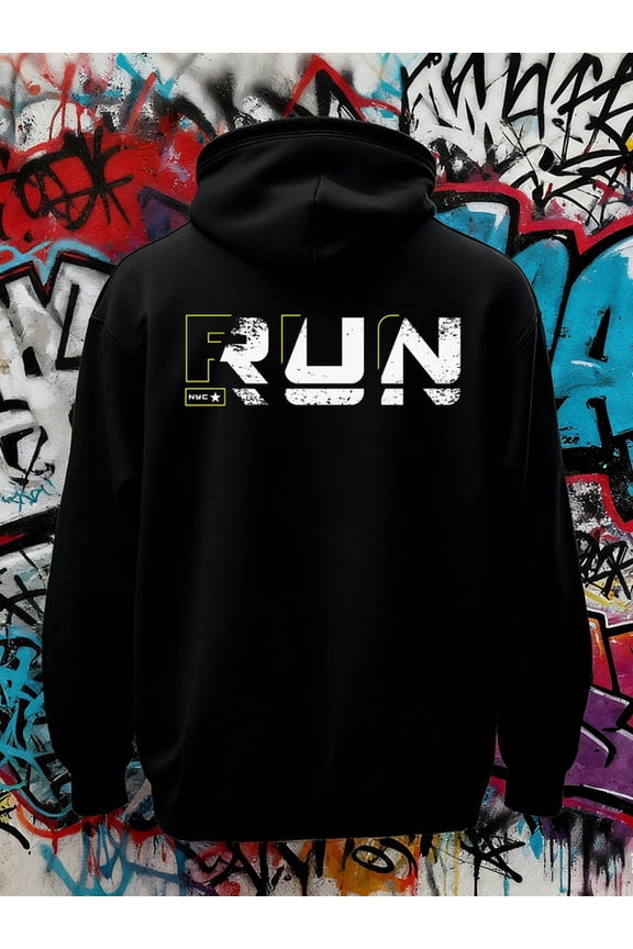 RUN NYC Hoodie hoodies & sweatshirt Exercise men polyester black Soft & Comfortable casual streetwear halloween funny comfortable gift aesthetic gym Running Fashion Unisex hoodie