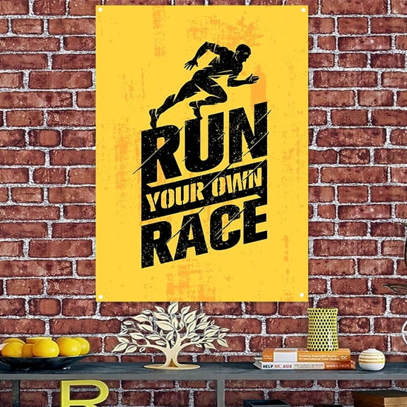 RUN YOUR OWN RACE - Add Inspiration to Your Workout Space with Fitness Motivational Banner & Flag - Wall Art Poster Perfect for Gym, Office and Classroom Walls 38" x 57"