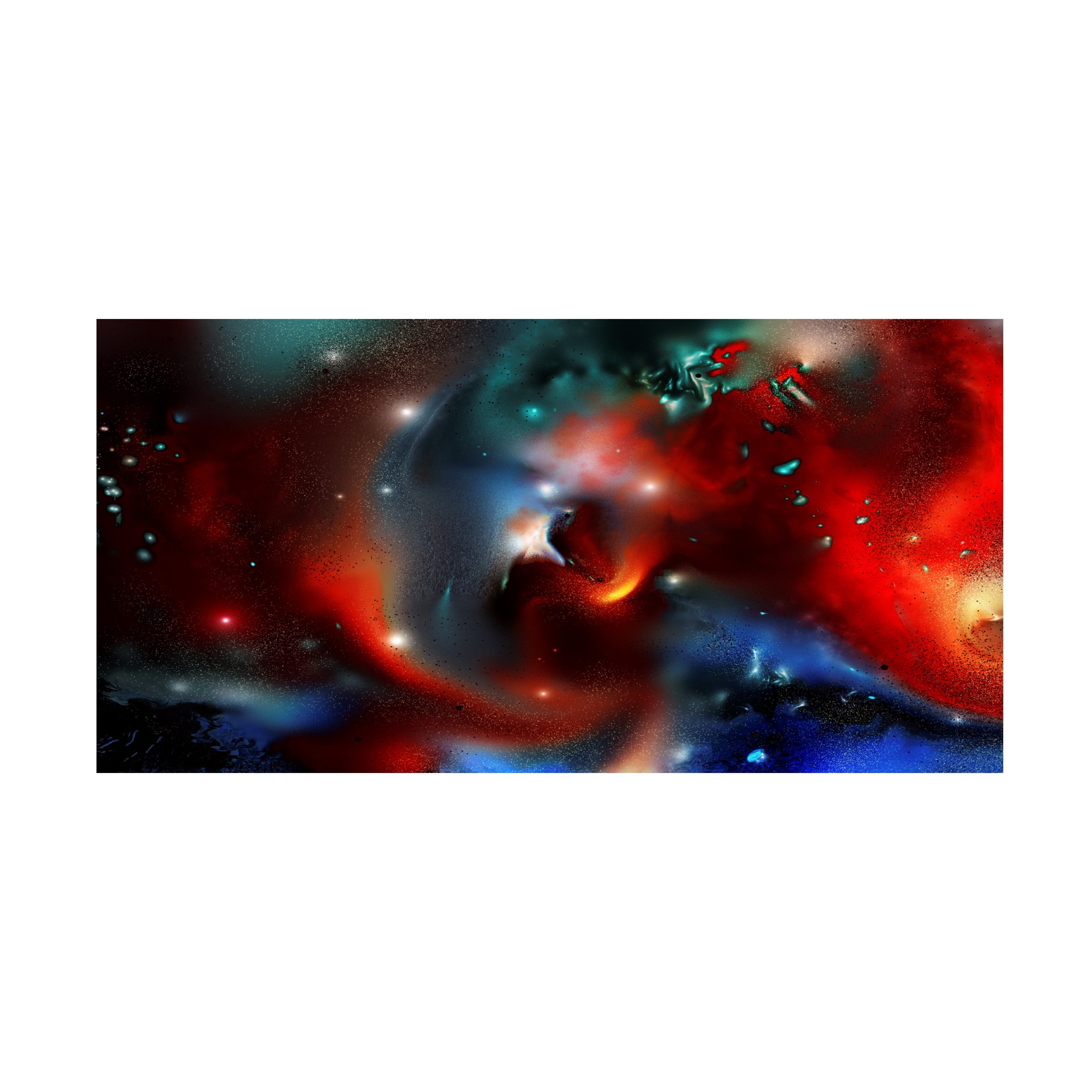 Runa Red and Teal Abstract Canvas Art, 47" x 24"
