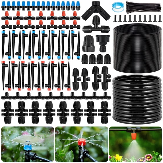 RUNACC Drip Irrigation Kit, 300FT Garden Watering System, Automatic Irrigation System for Garden, Patio, Lawn