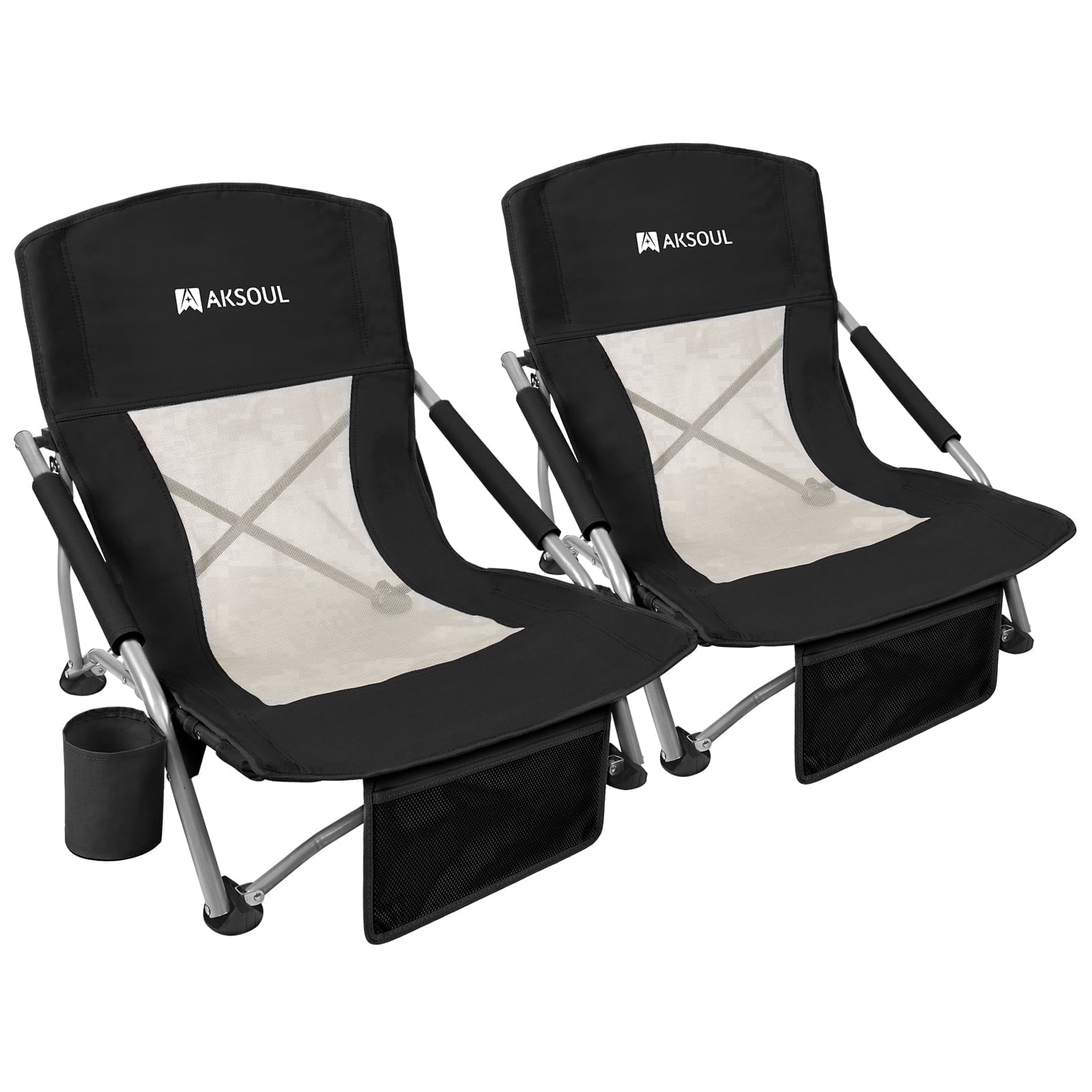 RUNACC Low Back Beach Chair, 2 Pack Foldable Portable Camping