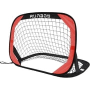 RUNBOW Pop up Portable Soccer Goal for Kids Childrens Soccer Net Outdoor Fun in Backyard and Beach 3.3x2.2ft, Red, 1 pack