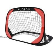 RUNBOW Pop Up Portable Soccer Goal for Kids Childrens Soccer Net Outdoor Fun in Backyard and Beach 3.3x2.2ft, Red, 1 pack